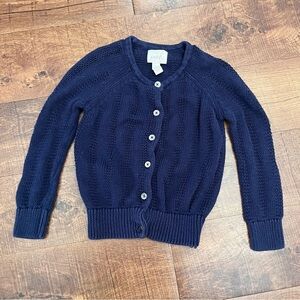 Peek brand girls button down cardigan knit sweater Sz medium 6/7 blue cotton